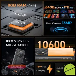 Oukitel WP28 E: Защищенный смартфон Android 14, 10600 мАч, 4/64 ГБ, 13 Мп, 18 Вт