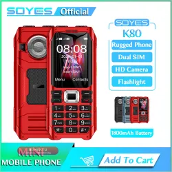 SOYES K80: Надежный 2G GSM телефон с защитой от падений, 1800 мАч, 2 SIM, MP3, FM, фонарик, громкий динамик для пожилых