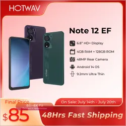 Смартфон HOTWAV Note 12 EF 6.8" 4GB/128GB Android 14 ultra-тонкий 48MP 5160mAh
