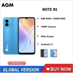 AGM NOTE N1: Смартфон 8/128 ГБ, 6.52" HD+ IPS, 50 Мп, 4900 мАч, 4G, Сканер отпечатка