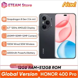HONOR 400 Pro 5G: Смартфон с AMOLED 6.7", камерой 200Мп, Snapdragon 8 Gen 3, батареей 6000мАч, IP68/IP69, e-SIM