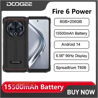 DOOGEE Fire 6 Power 4G: Защищённый Смартфон Android 14, 15500 мАч, 50 Мп, NFC