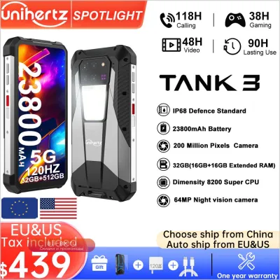 Unihertz Tank 3 (8849) | 32GB/512GB | 23800mAh | 120W | Dimensity 8200 | 200MP | 5G | GPS | Wi-Fi 6 | 120Hz | Защищенный телефон