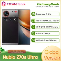Смартфон Nubia Z70S Ultra 5G, 6.85" AMOLED 144Hz, Snapdragon 8 Elite, 6600mAh, 80W, NFC, IP68/69