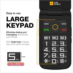 AGM M8 - Защищенный кнопочный телефон для пожилых, Водонепроницаемый, 4G, SOS, 2.8"