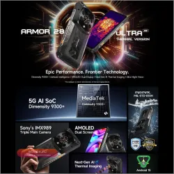 Ulefone Armor 28 Ultra 5G: Ударопрочный смартфон, 16/1024 ГБ, Термокамера, 10600 мАч, 120 Вт, Android 14
