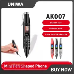 UNIWA AK007 - Мини-телефон-ручка 2G GSM, 0.96", Dual SIM, MP3, FM, Диктофон