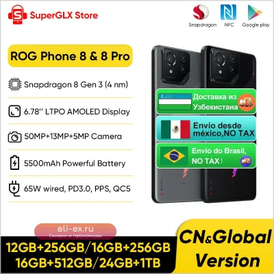 ROG Phone 8 & 8 Pro: Игровой смартфон 5G с Snapdragon 8 Gen 3, AMOLED 165 Гц и камерой 50 Мп