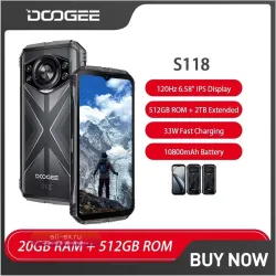 DOOGEE S118: Защищенный смартфон 8/512GB, 10800mAh, Helio G99, 50MP AI, NFC