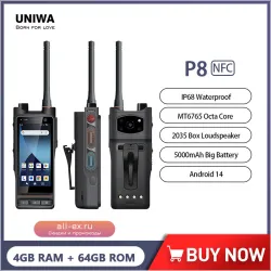 UNIWA P8: Водонепроницаемая DMR/Аналоговая Рация с Сенсорным Экраном, Zello, Android 14 и Батареей 5000mAh