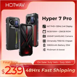 HOTWAV Hyper 7 Pro: Прочный смартфон 5G, 200МП, Android 14, 120Hz, 36GB/256GB, 10800mAh, 33W