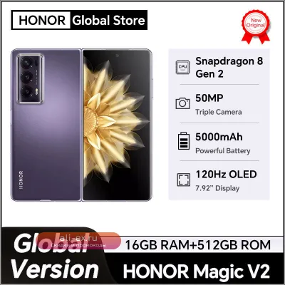 HONOR Magic V2 5G Global Version: Складной OLED 7.92", 120 Гц, Камеры 50 Мп, Snapdragon 8 Gen 2, Батарея 5000 мАч, Зарядка 66 Вт
