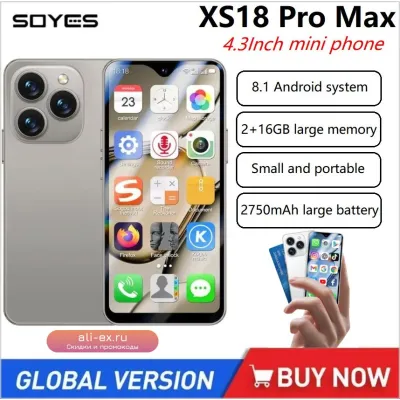 SOYES XS18 Pro Max: Мини-смартфон 4G, 4.3" HD, 4 ядра, Android