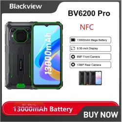 Blackview BV6200 Pro: Защищенный смартфон Android 13, 13000 мАч, 6/128 ГБ, IP69, 18 Вт, 4G, NFC