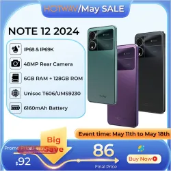 Смартфон HOTWAV Note 12 2024, Android 14, 6+128GB, 48MP камера, 6.8" экран, 5160mAh