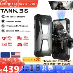 Unihertz Tank 3S: Смартфон с проектором, 24GB/256GB, Dimensity 8200, 15600mAh, 66W, 64MP, 5G