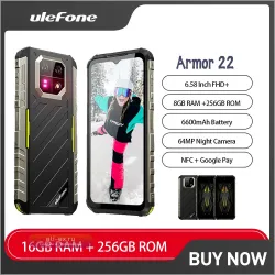 Ulefone Armor 22: Защищенный смартфон Android 13, 16GB RAM, 128/256GB ROM, 64MP камера, 6600mAh, NFC