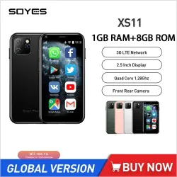 Soyes XS11: Мини-смартфон на Android 6.0 с 3D-стеклом, 3G, Quad Core, 1GB+8GB, 2.5" экраном, Google Play и 2MP камерой, Dual SIM