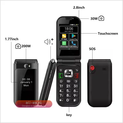 TIQ-Mini Q3: Кнопочный смартфон с двумя экранами, поддержкой 4G и Android