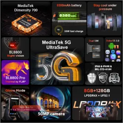 Blackview BL8800 Pro: защищенный 5G смартфон с тепловизором FLIR, 8/128 ГБ, 8380 мАч