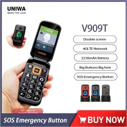 UNIWA V909T 4G - Кнопочный Телефон для Пожилых с Двумя Экранами