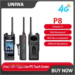 UNIWA P8 4W DMR/Аналоговая рация с сенсорным экраном, NFC, IP68, Android 14 и съемной батареей 5000 мАч