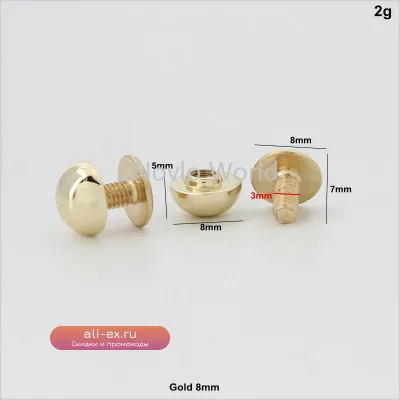 Металлические заклепки-грибы 8/10 мм, 4 цвета, 4 размера, 50 шт.