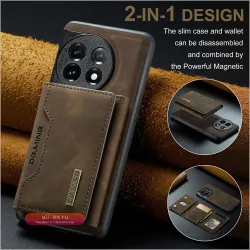 DG.MING Чехол-бумажник 2-в-1 для OnePlus 12/11/Nord 2/N200/9RT/10 Pro с отстегивающимся кардхолдером и магнитной застежкой