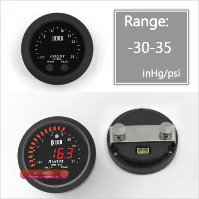 Буст-датчик S-Series Ultra-Thin 52мм с красной LED подсветкой -30psi~35PSI