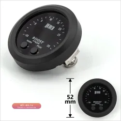 Буст-датчик S-Series Ultra-Thin 52мм с красной LED подсветкой -30psi~35PSI