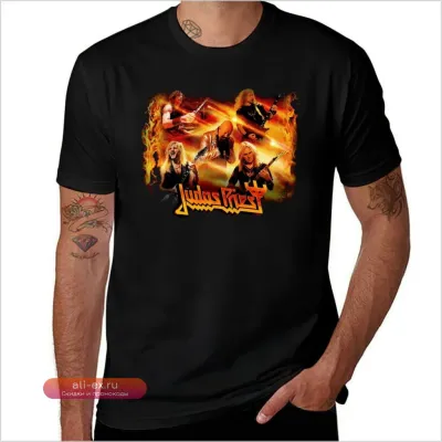 Футболка JUDAS PRIEST Metalcore | Мужская, Белая, Синяя | Большие размеры