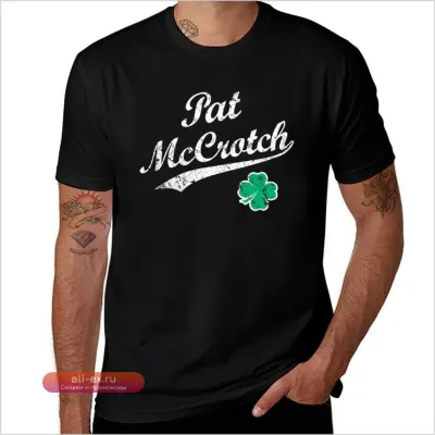 Футболка St. Patrick's Day "Pat McCrotch" с принтом в синем цвете