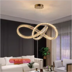 Люстра потолочная Modern Crystal Luxury с LED подсветкой для гостиной