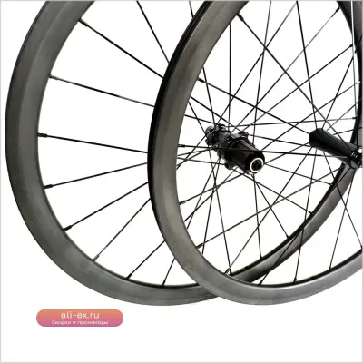 Колеса для детского BMX велосипеда 24 дюйма Boost 30*30мм из карбона, под ободной/дисковый тормоз, клинчер/бескамерные, 6 болтов/Center Lock