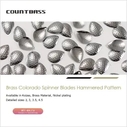 Вобблеры «Countbass» (50 шт., размер 2-4,5), никель/латунь, кованые, лепесток «Колорадо», премиум качество, детали для оснастки и рукоделия