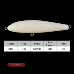 Chan’sHuang 20 шт. неокрашенных заготовок для приманок 90 мм/10,3 г, плавучие, с погремушкой, для джиггинга и троллинга, DIY ручная работа