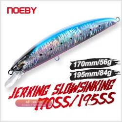 Воблер Noeby Minnow 170мм 56г / 195мм 84г для джеркбейта, медленно тонущий, искусственная твердая приманка для ловли тунца и морской рыбалки