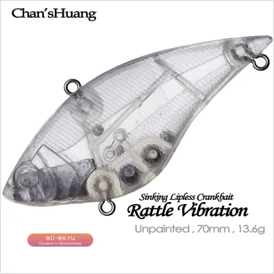 Chan'sHuang 20шт некрашеные заготовки для приманки 70мм 13.6г тонущий безлопастной крэнкбейт с погремушкой VIB для DIY