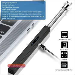 Электрическая зажигалка Windproof Arc с USB-портом для кухни, барбекю и кемпинга