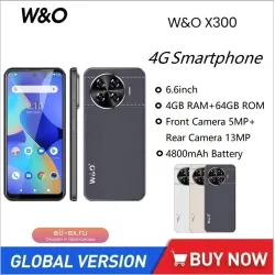 Смартфон W&O X300 Ultra-Thin 4G, 4GB/64GB, 6.6" HD+, Android 10, 13MP, 4800mAh, Кожаный стиль