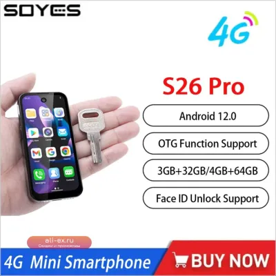 SOYES S26 Pro: Мини Смартфон Android 12, 4G, 3.88" IPS, 1950mAh, Многоязычный