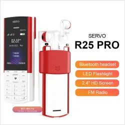 SERVO R25 PRO Black: Оригинальный 2SIM, Bluetooth, TWS, Автозапись звонков, Фонарик