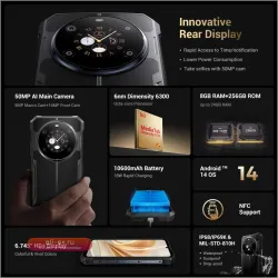 Fossibot F109 5G: Прочный смартфон 6.745" Android 14, 8/256GB, 10600mAh, 64MP NFC