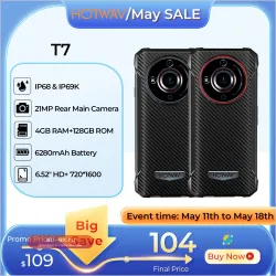 Защищенный смартфон HOTWAV T7: Android 13, 6280 мАч, 8 (4+4) ГБ ОЗУ, 128 ГБ ПЗУ, 21+8 Мп камера