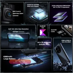 Защищенный смартфон HOTWAV T7: Android 13, 6280 мАч, 8 (4+4) ГБ ОЗУ, 128 ГБ ПЗУ, 21+8 Мп камера