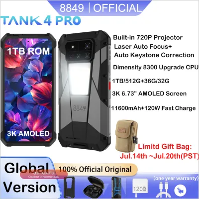 Unihertz 8849 Tank 4 Pro: Прочный 5G Смартфон-Проектор с 1ТБ, 36ГБ ОЗУ, Android 14, АКБ 11600мАч, Dimensity 8300, AMOLED 120Hz