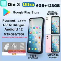 Qin 3 Ultra Global: Мини-смартфон Android 12, 6GB/128GB, MTK G99, Play Store