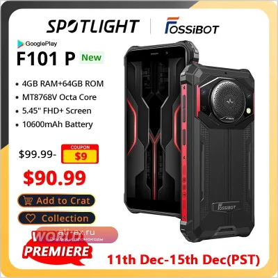 FOSSiBOT F101 P: Ударопрочный смартфон 10600mAh, 4/64GB, 24MP камера, 5.45" HD, IP68