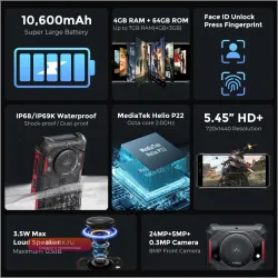 FOSSiBOT F101 P: Ударопрочный смартфон 10600mAh, 4/64GB, 24MP камера, 5.45" HD, IP68