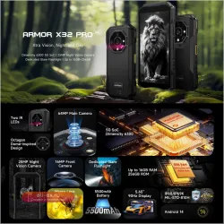 Ulefone Armor X32 Pro 5G: Ударопрочный смартфон с ночным видением, 8/256 ГБ, 64 Мп, 5500 мАч, Android 14